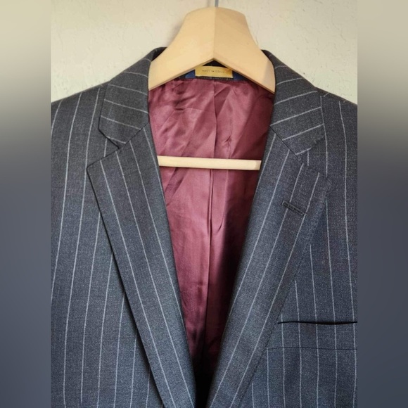 Brooks Brothers Vitale Barberis Canonico Gray Pinstripe Wool Blazer Size 42R - Picture 3 of 10